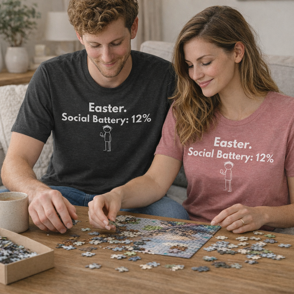 Easter Social Battery 12% T-Shirt – Deadpan Bunny Graphic Tee for Introverts, ADHD & Neurodiverse Humor