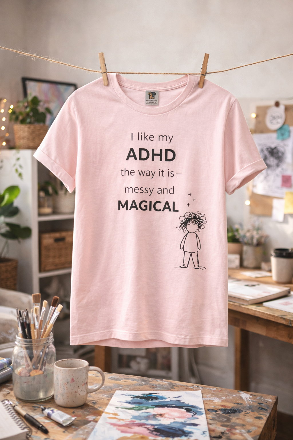 ADHD T Shirt – I Like My ADHD Messy & Magical | Neurodivergent Awareness Shirt | Gift for ADHD Women & Adults