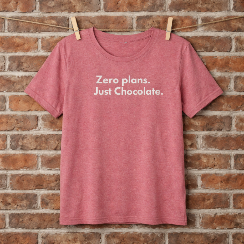 Zero Plans Just Chocolate T-Shirt – Funny Easter Shirt for Adults, Chocolate Lover Graphic Tee, Introvert Holiday Shirt, Bella Canvas 3001 Unisex Tee