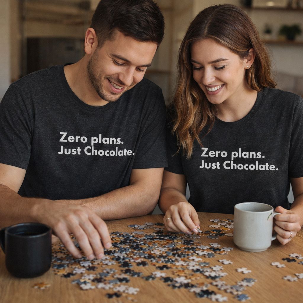 Zero Plans Just Chocolate T-Shirt – Funny Easter Shirt for Adults, Chocolate Lover Graphic Tee, Introvert Holiday Shirt, Bella Canvas 3001 Unisex Tee