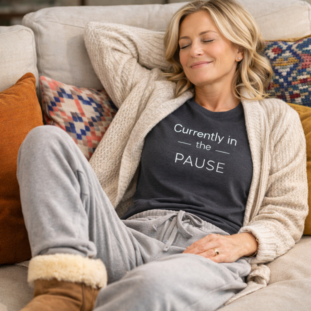 Currently in the Pause T-Shirt | Funny Menopause Shirt for Women | Perimenopause Humor Tee | Midlife Women Graphic Tee