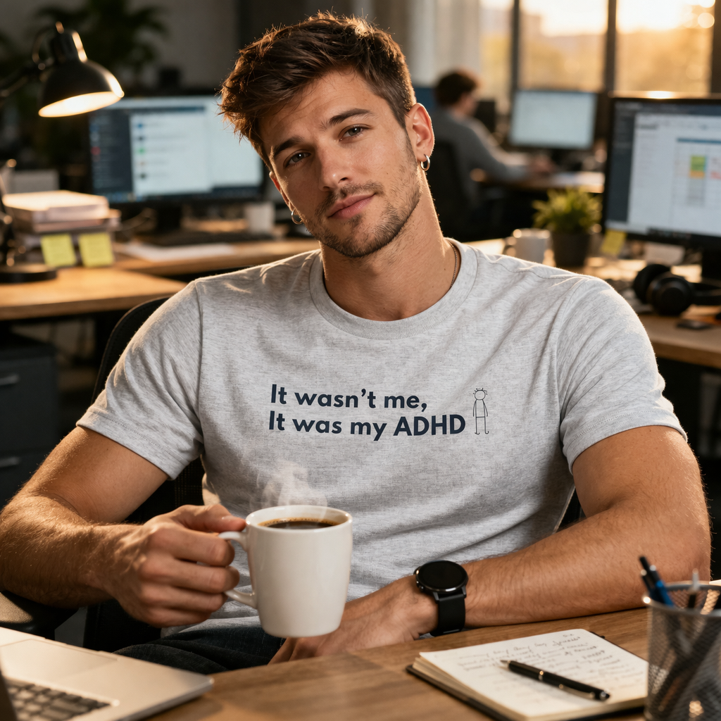 Funny ADHD T-Shirt “It Wasn’t Me, It Was My ADHD” – Neurodivergent Humor Tee, ADHD Awareness Shirt, Mental Health Graphic Tee AU