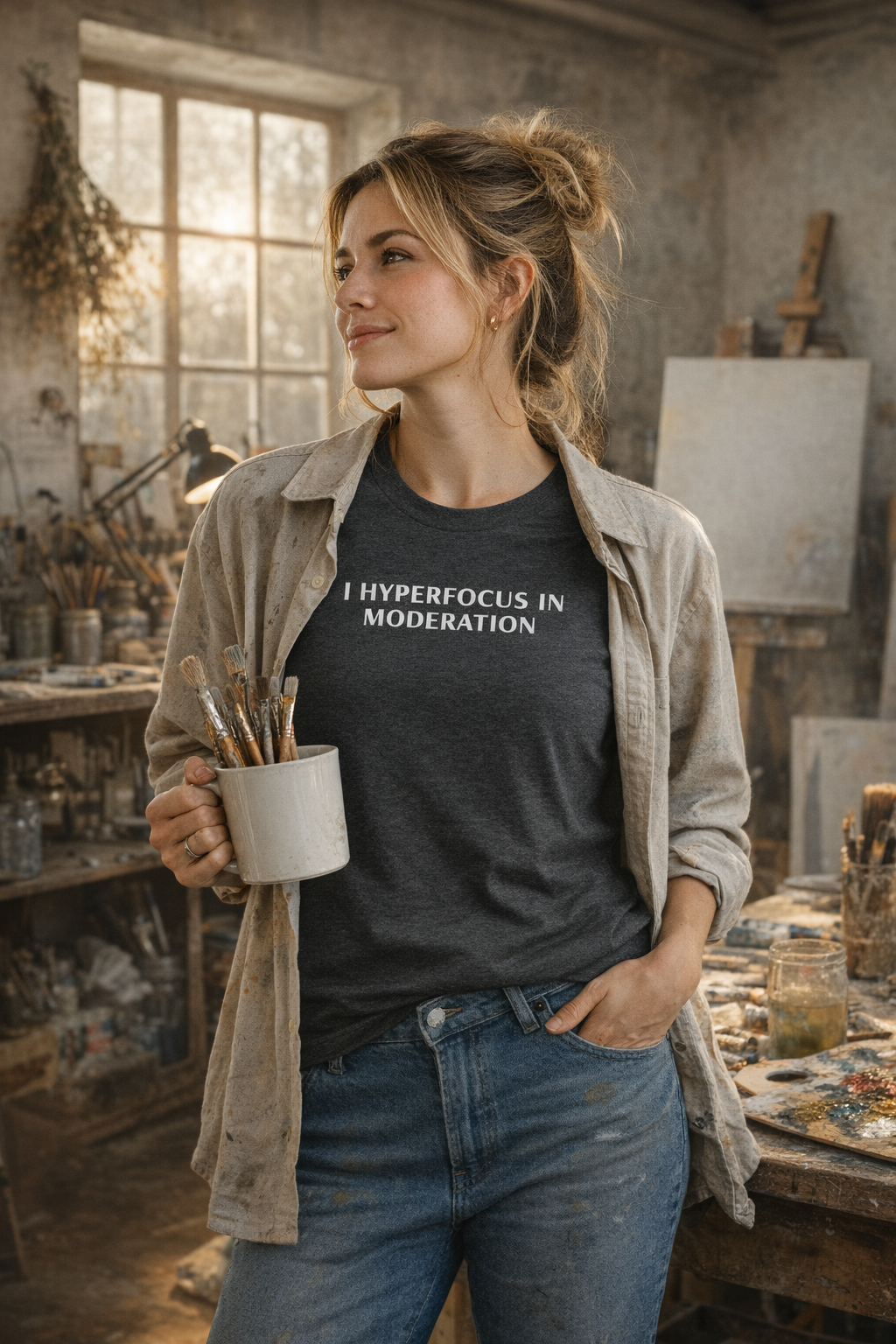 Hyperfocus T-Shirt – “I Hyperfocus in Moderation” Graphic Tee, Funny ADHD Neurodivergent Shirt, Minimalist Mental Health Tee