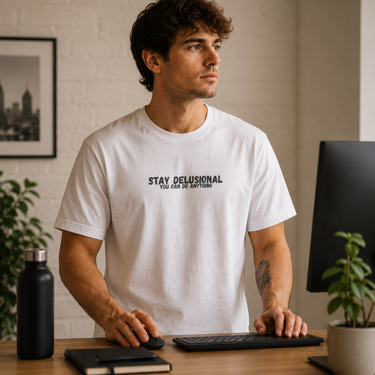 Stay Delusional T-Shirt – Motivational Mindset Tee for Entrepreneurs, ADHD & Self Growth