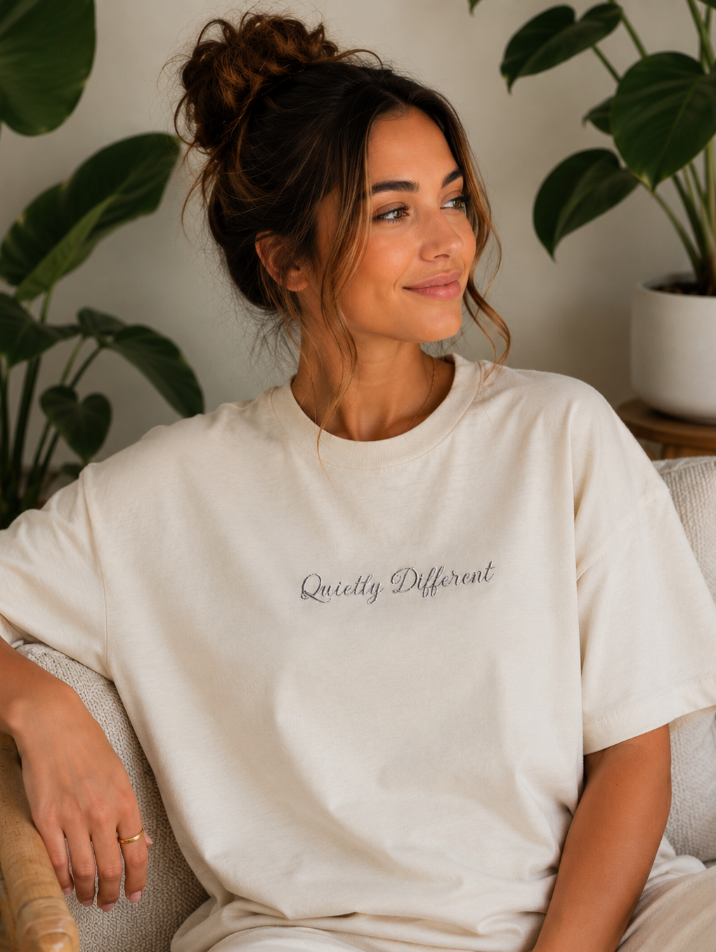 Quietly Different Faded Oversized T-Shirt | Vintage Washed Graphic Tee | Minimalist Embroidered Streetwear | Heavyweight Unisex Shirt