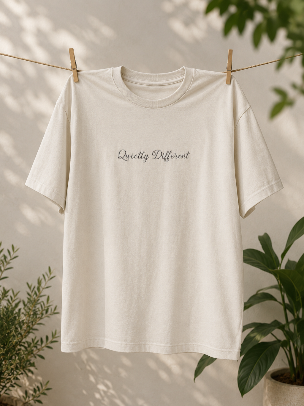 Quietly Different Faded Oversized T-Shirt | Vintage Washed Graphic Tee | Minimalist Embroidered Streetwear | Heavyweight Unisex Shirt