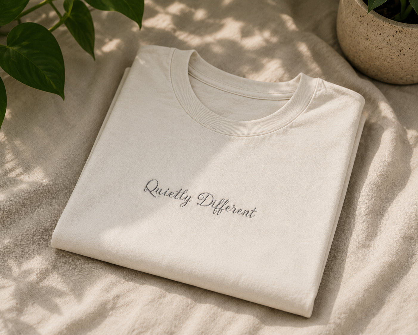 Quietly Different Faded Oversized T-Shirt | Vintage Washed Graphic Tee | Minimalist Embroidered Streetwear | Heavyweight Unisex Shirt