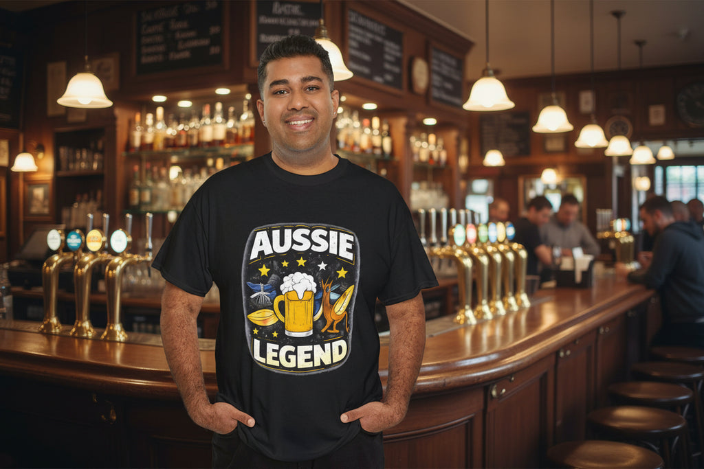 Aussie Legend T-Shirt – Beer & Surf Retro Graphic Tee
