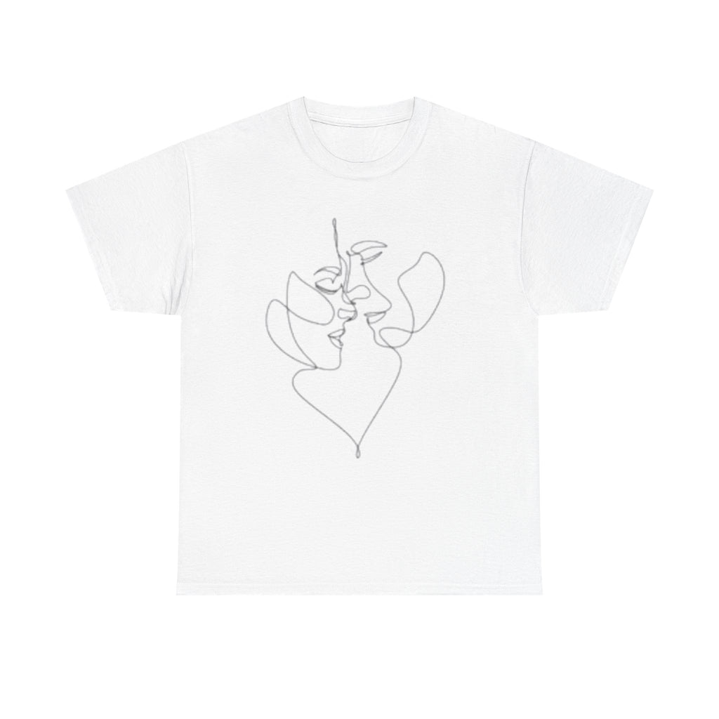Abstract One-Line Couple Kiss Tee Design2 – Modern Minimalist Valentine’s Gift