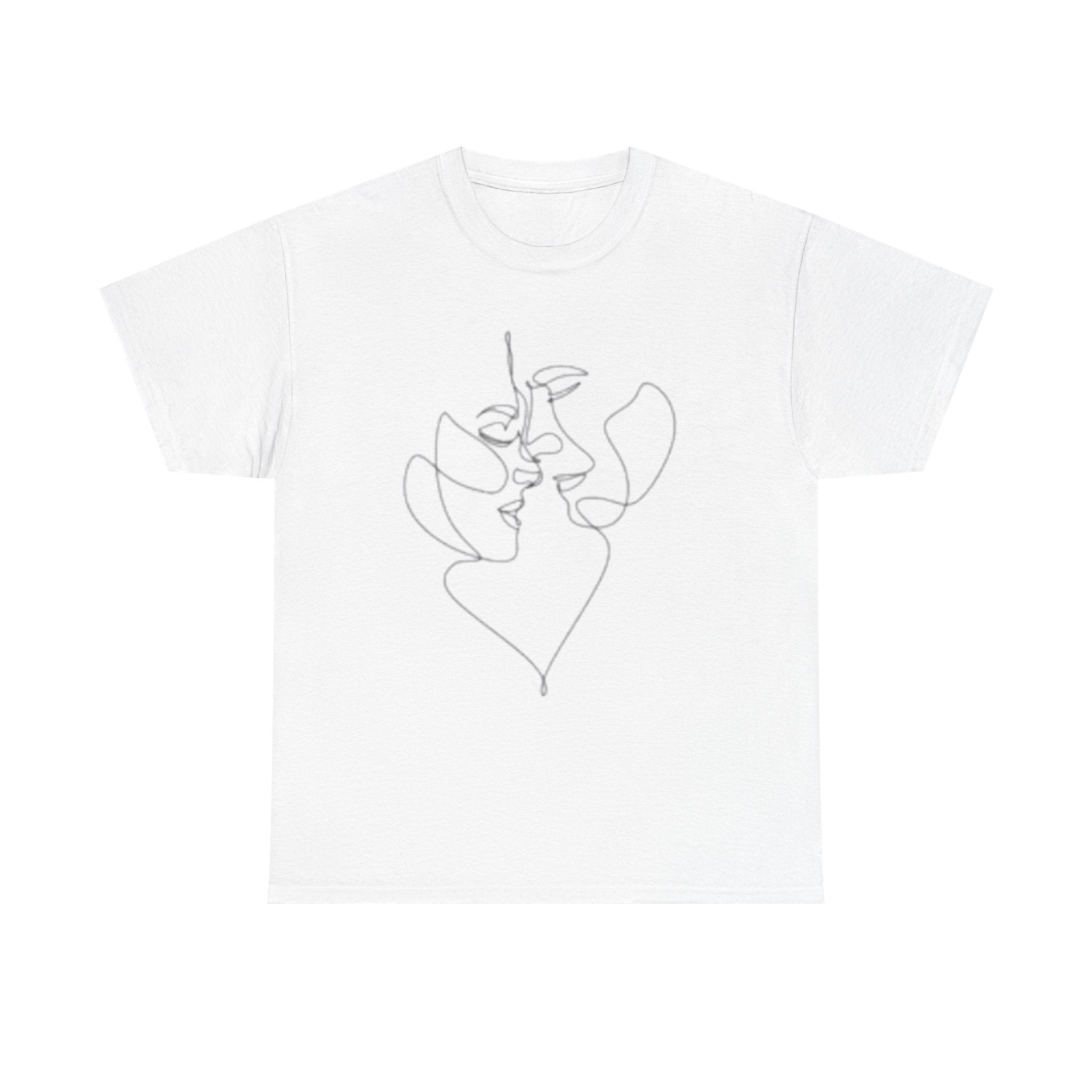 Abstract One-Line Couple Kiss Tee Design2 – Modern Minimalist Valentine’s Gift