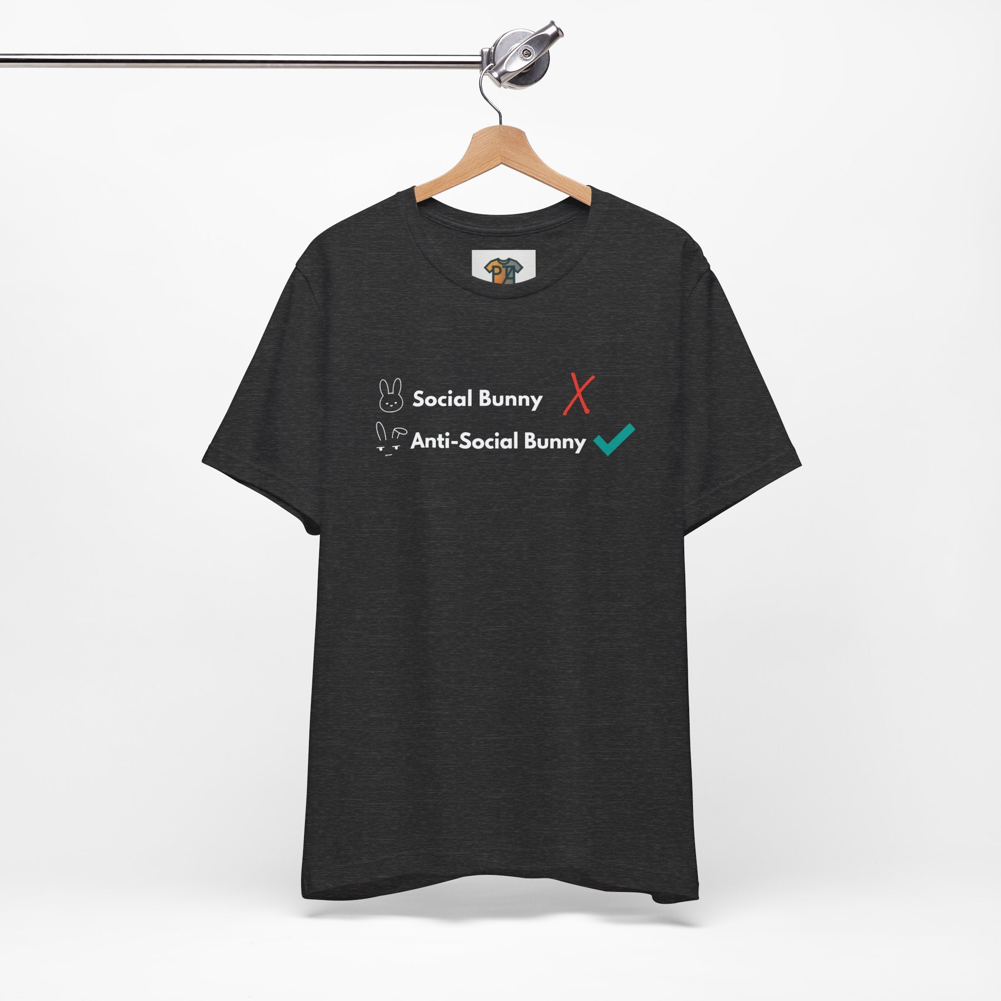 Anti-Social Bunny T-Shirt – Introvert Easter Shirt, SSocial Battery Humor Tee, Neurodivergent ADHD Funny Graphic Tee, Bella Canvas 3001 Unisex