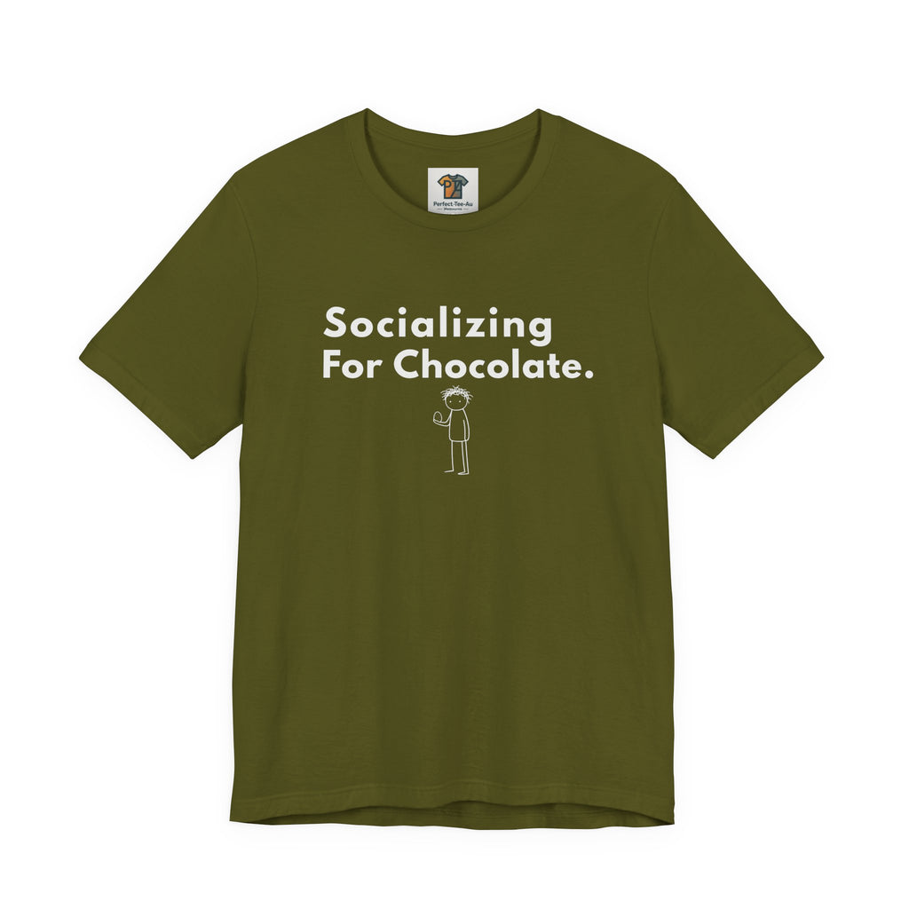 Socializing For Chocolate T-Shirt | Funny Easter Shirt | Chocolate Lover Gift Tee | Introvert Humor Graphic Shirt | Minimal Statement Tee