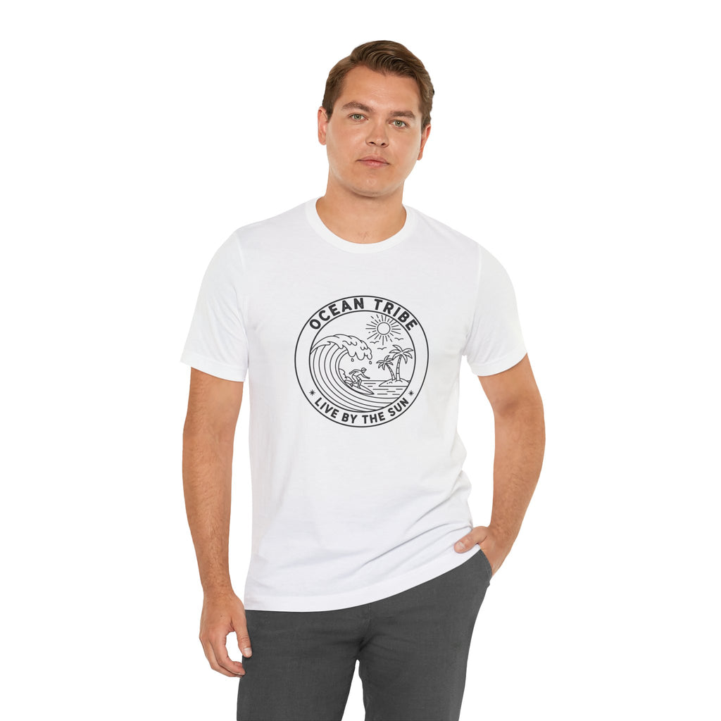 Ocean Tribe Surf T-Shirt, Live by the Sun Coastal Tee, Minimal Beach Graphic Shirt, Unisex Summer Surfwear