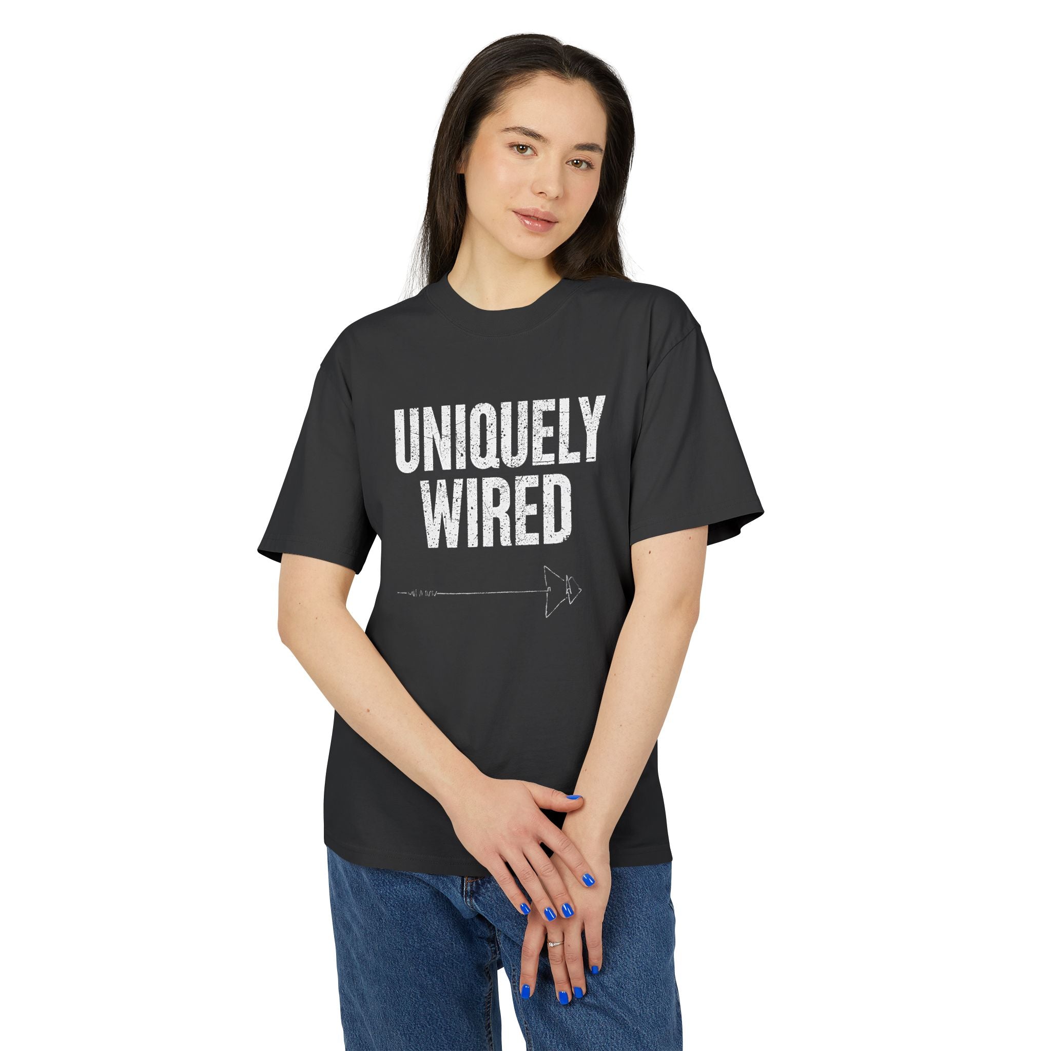 Vintage Uniquely Wired T-Shirt | Distressed Arrow Graphic Tee | Oversized Streetwear Shirt