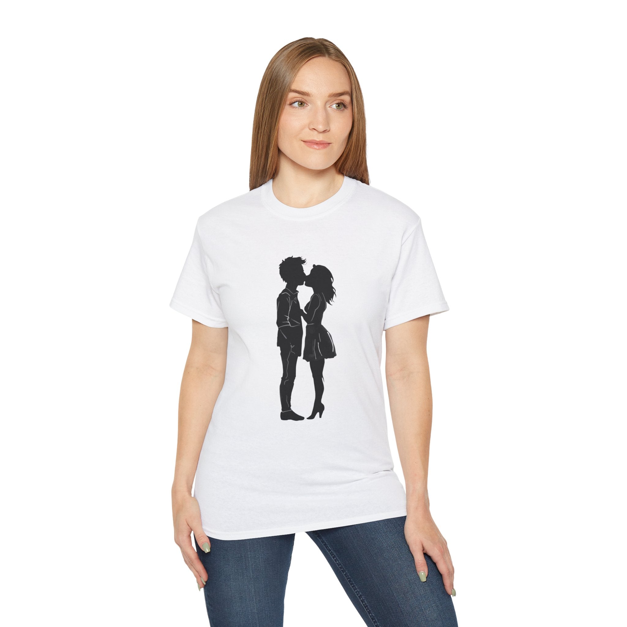 Silhouette Couple Kiss T-Shirt | Romantic Couple Silhouette Tee