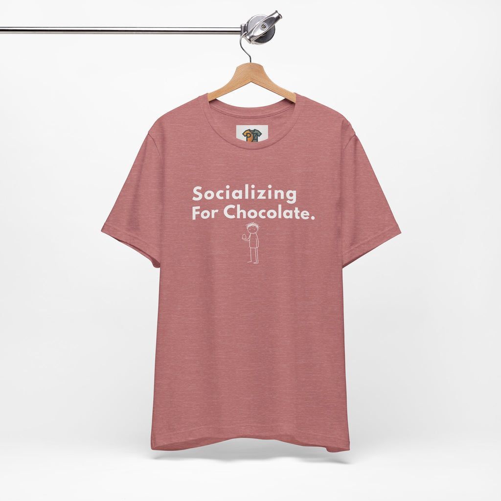 Socializing For Chocolate T-Shirt | Funny Easter Shirt | Chocolate Lover Gift Tee | Introvert Humor Graphic Shirt | Minimal Statement Tee