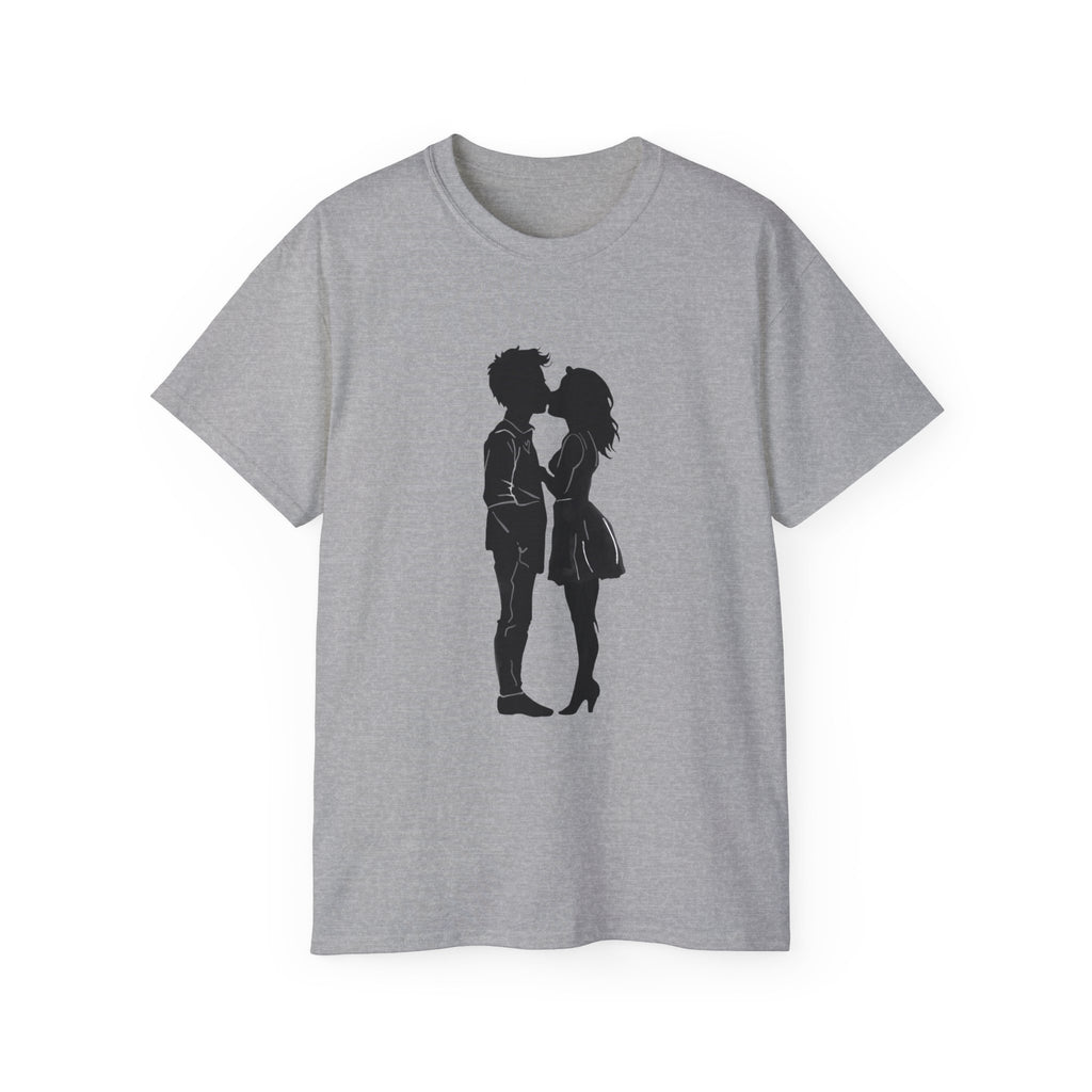 Silhouette Couple Kiss T-Shirt | Romantic Couple Silhouette Tee
