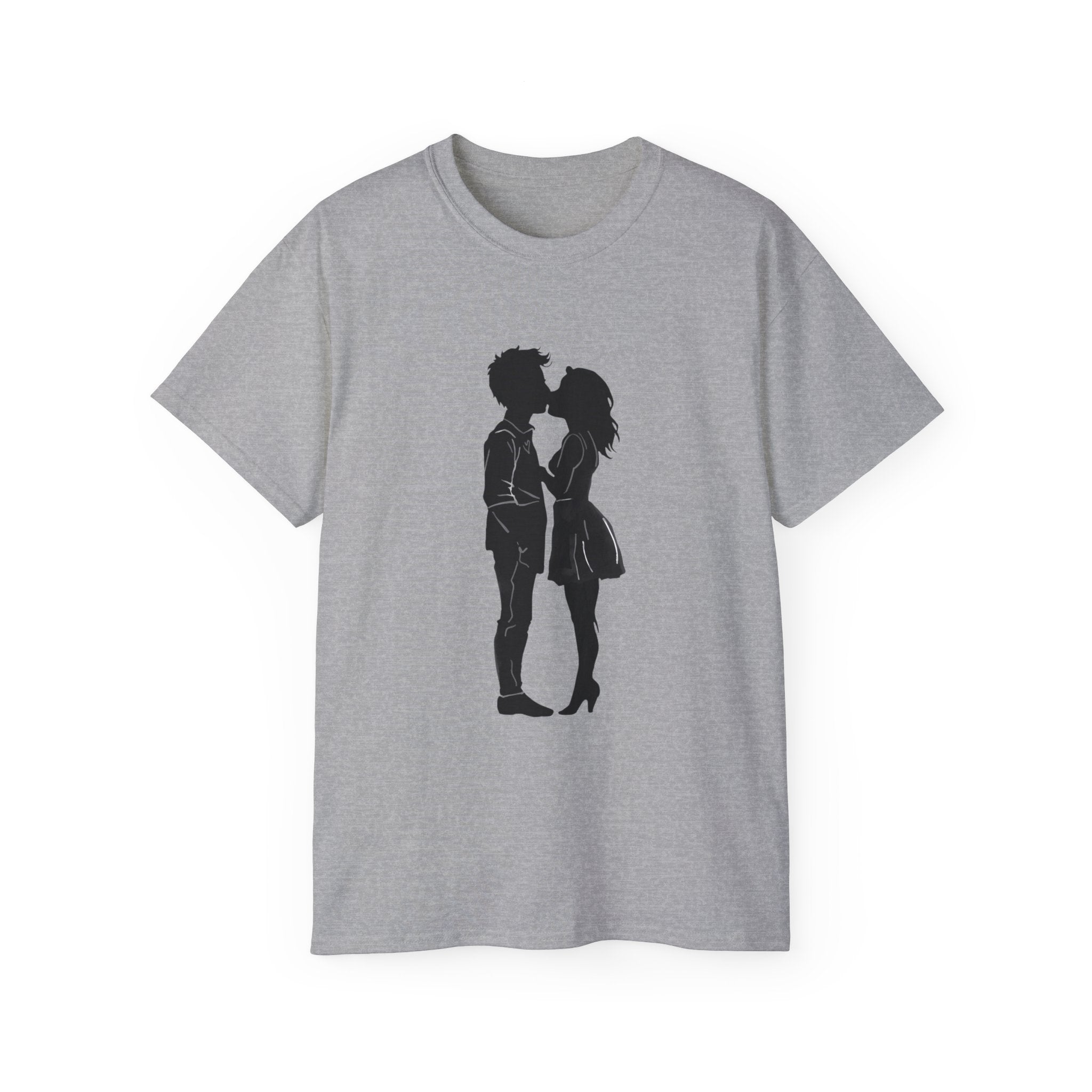Silhouette Couple Kiss T-Shirt | Romantic Couple Silhouette Tee