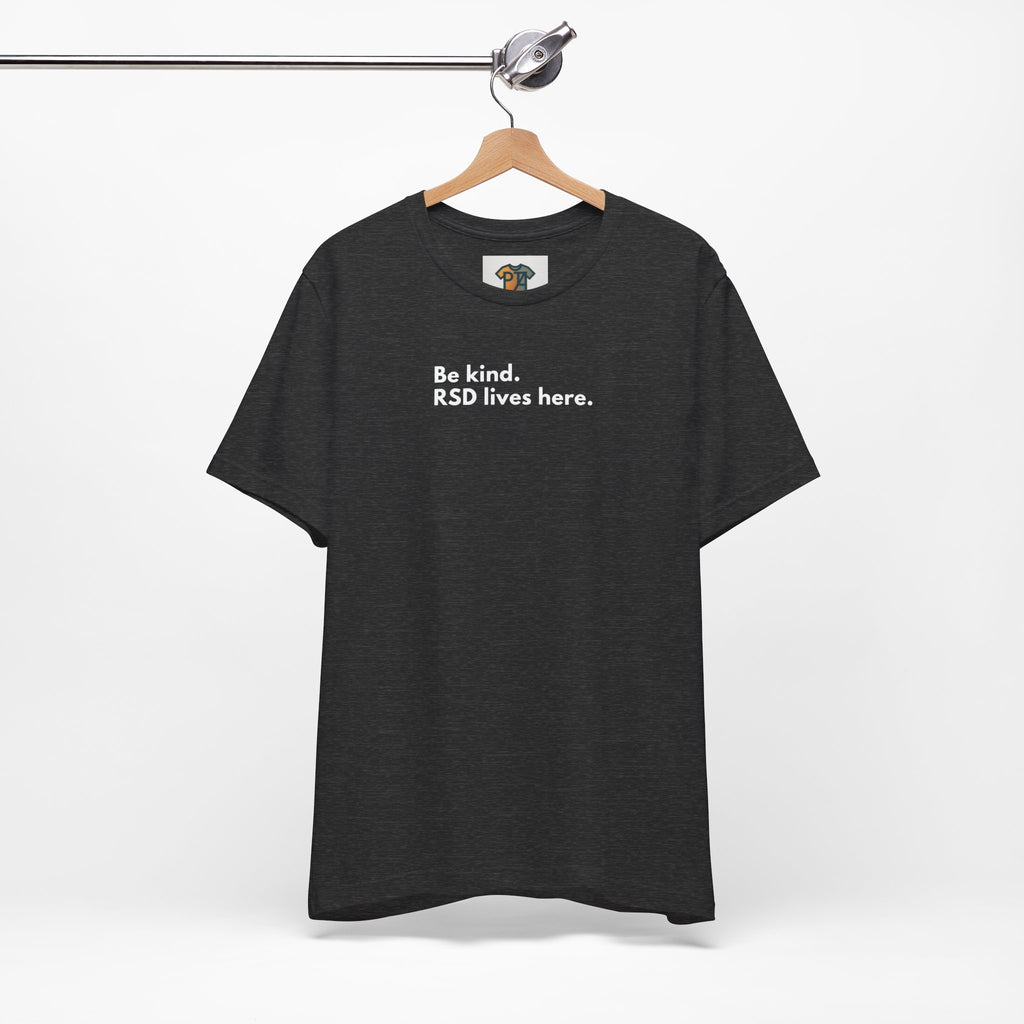 Funny ADHD RSD T-Shirt “Be Kind. RSD Lives Here” – Neurodivergent Shirt Australia, ADHD Awareness Tee, Mental Health Graphic T-Shirt, Bella Canvas 3001 AU