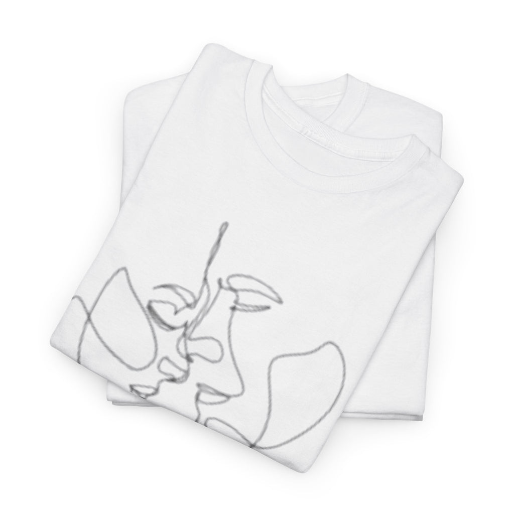 Abstract One-Line Couple Kiss Tee Design2 – Modern Minimalist Valentine’s Gift