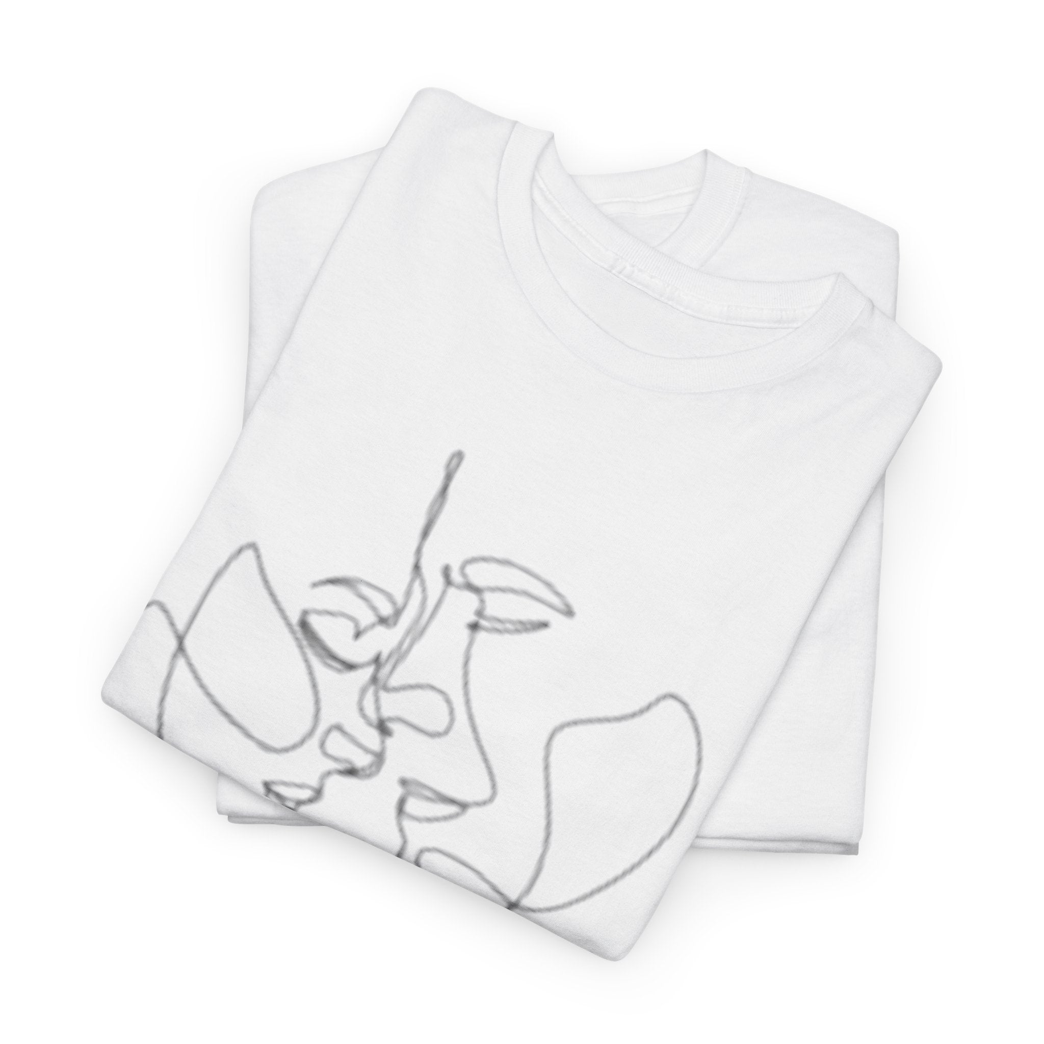 Abstract One-Line Couple Kiss Tee Design2 – Modern Minimalist Valentine’s Gift