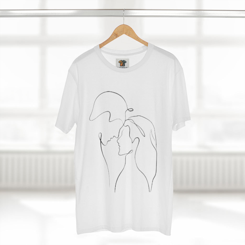 Abstract One Line Couple Shirt, Minimalist Kiss Tee