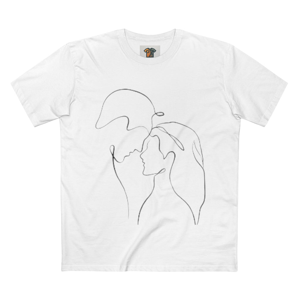 Abstract One Line Couple Shirt, Minimalist Kiss Tee