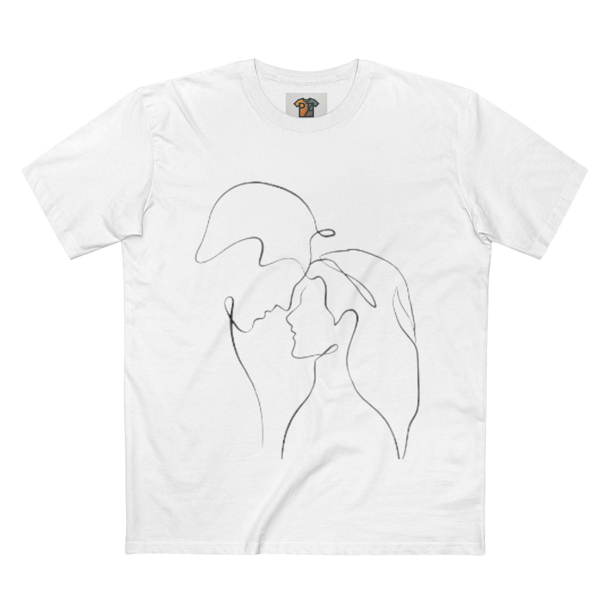 Abstract One Line Couple Shirt, Minimalist Kiss Tee