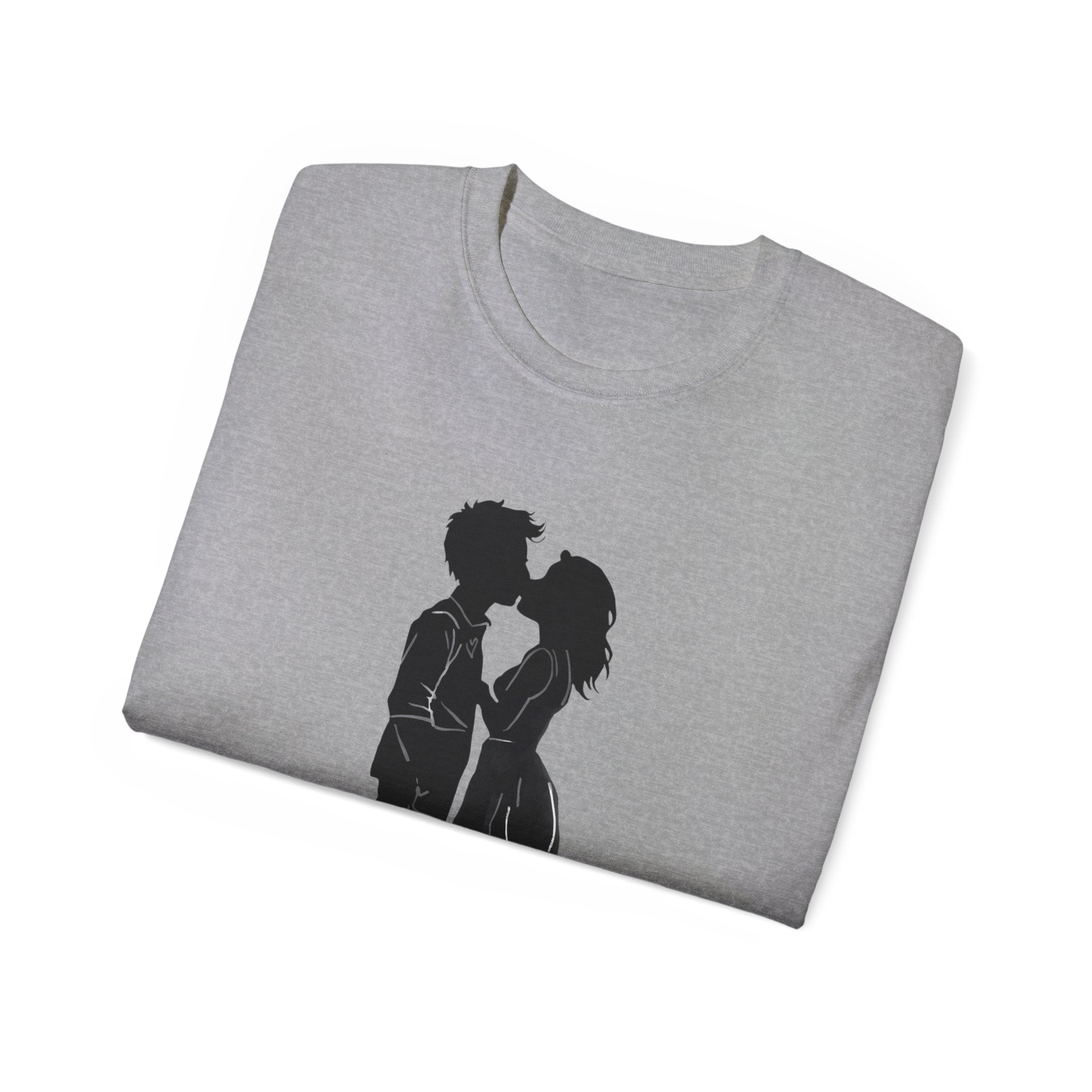 Silhouette Couple Kiss T-Shirt | Romantic Couple Silhouette Tee