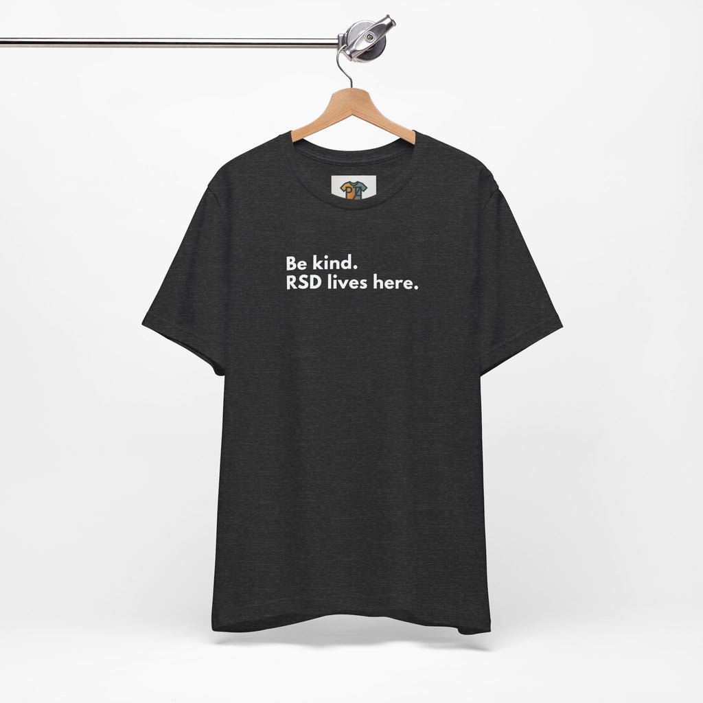 Funny ADHD RSD T-Shirt “Be Kind. RSD Lives Here” – Neurodivergent Shirt Australia, ADHD Awareness Tee, Mental Health Graphic T-Shirt, Bella Canvas 3001 AU