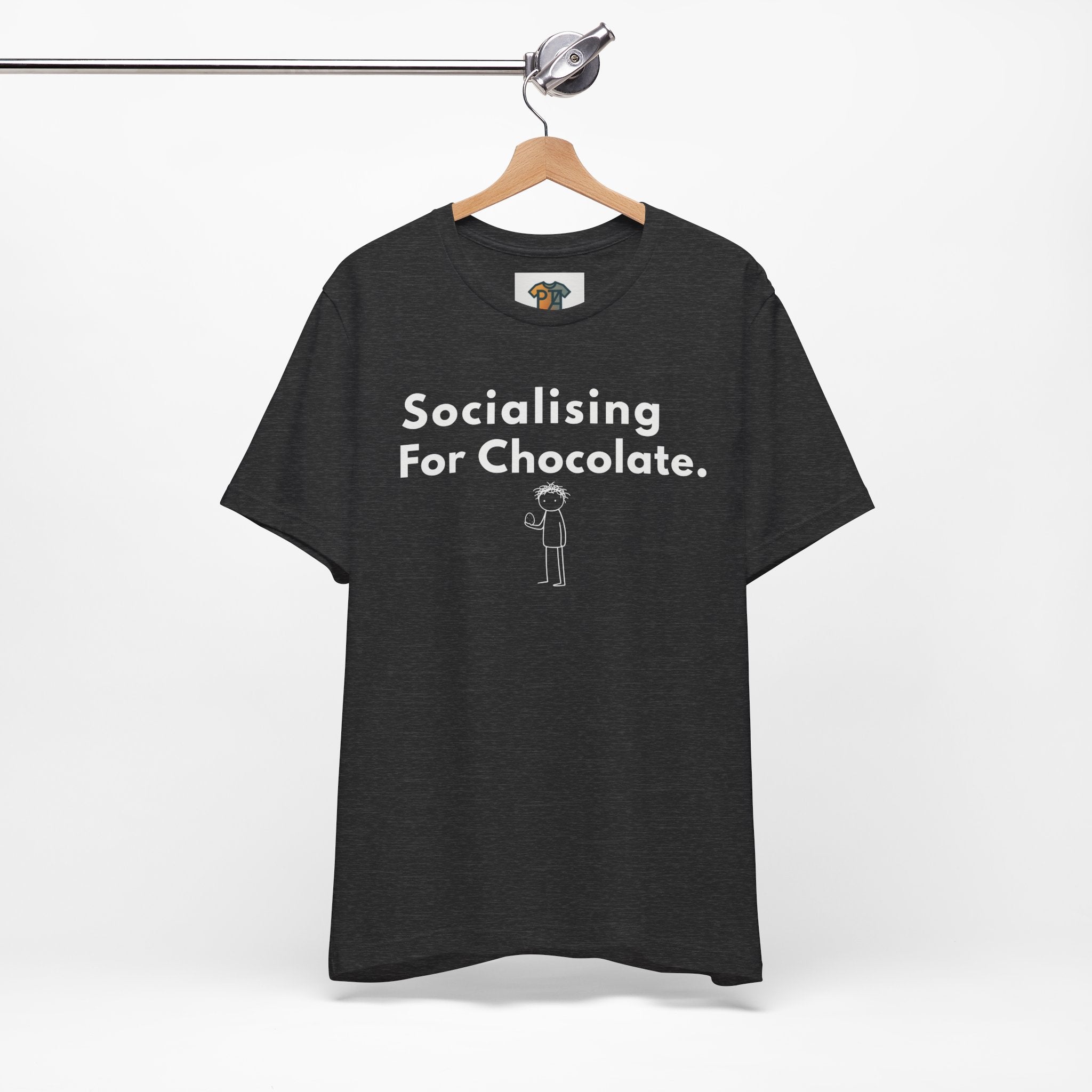 Socialising For Chocolate T-Shirt | Funny Easter Tee | Aussie Humour Graphic Shirt | Chocolate Lover Gift | Deadpan Statement Tee