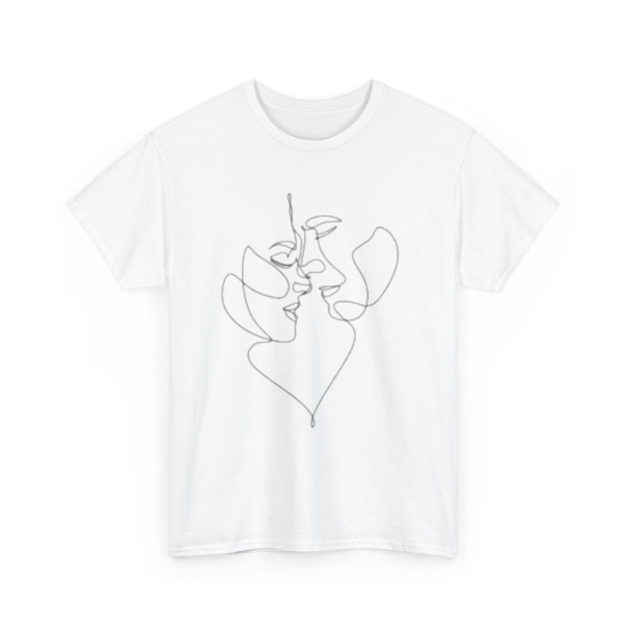 Abstract One-Line Couple Kiss Tee Design2 – Modern Minimalist Valentine’s Gift