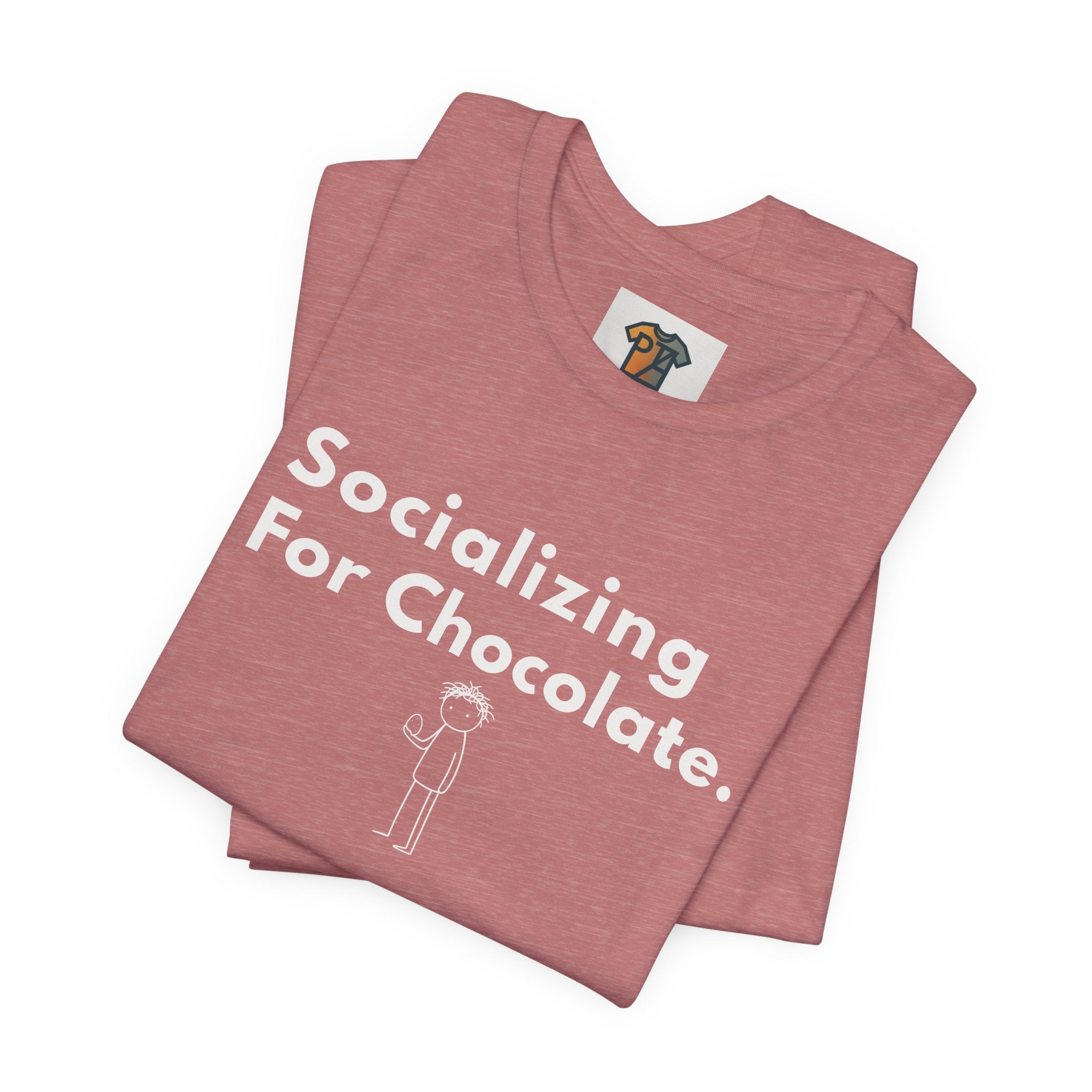 Socializing For Chocolate T-Shirt | Funny Easter Shirt | Chocolate Lover Gift Tee | Introvert Humor Graphic Shirt | Minimal Statement Tee