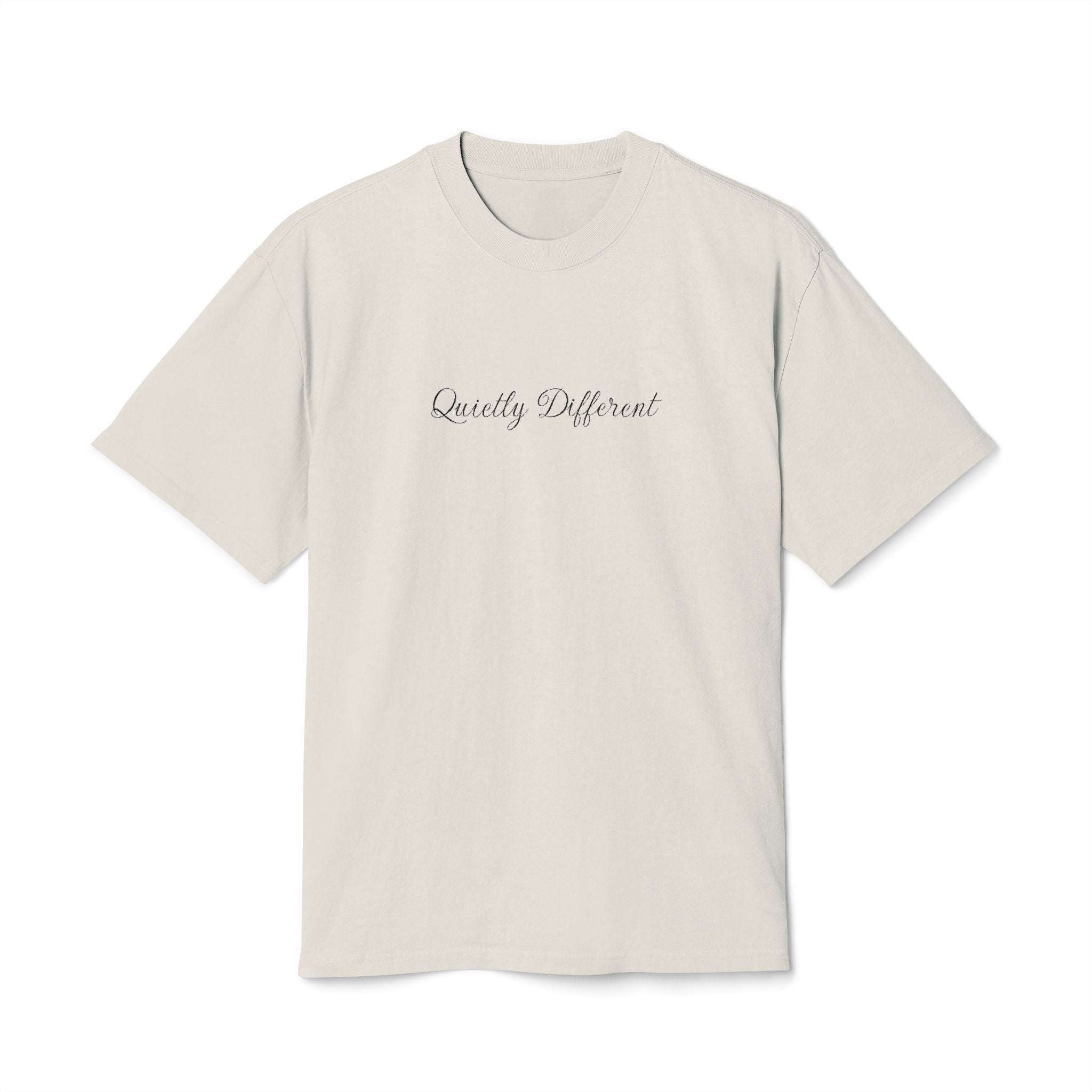 Quietly Different Faded Oversized T-Shirt | Vintage Washed Graphic Tee | Minimalist Embroidered Streetwear | Heavyweight Unisex Shirt