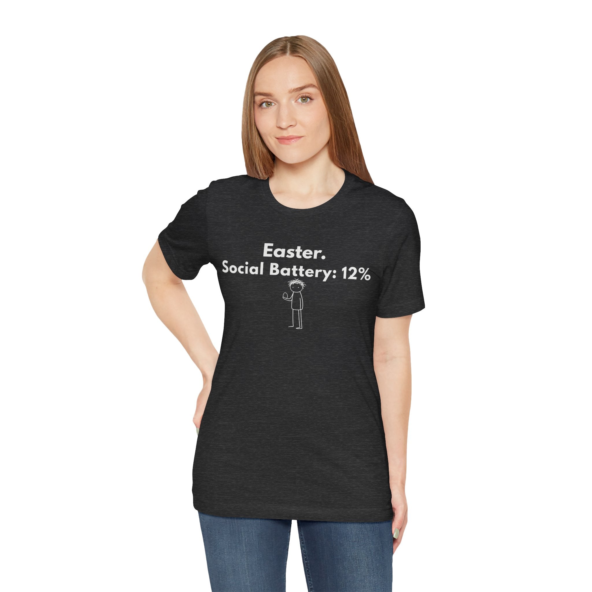 Easter Social Battery 12% T-Shirt – Deadpan Bunny Graphic Tee for Introverts, ADHD & Neurodiverse Humor
