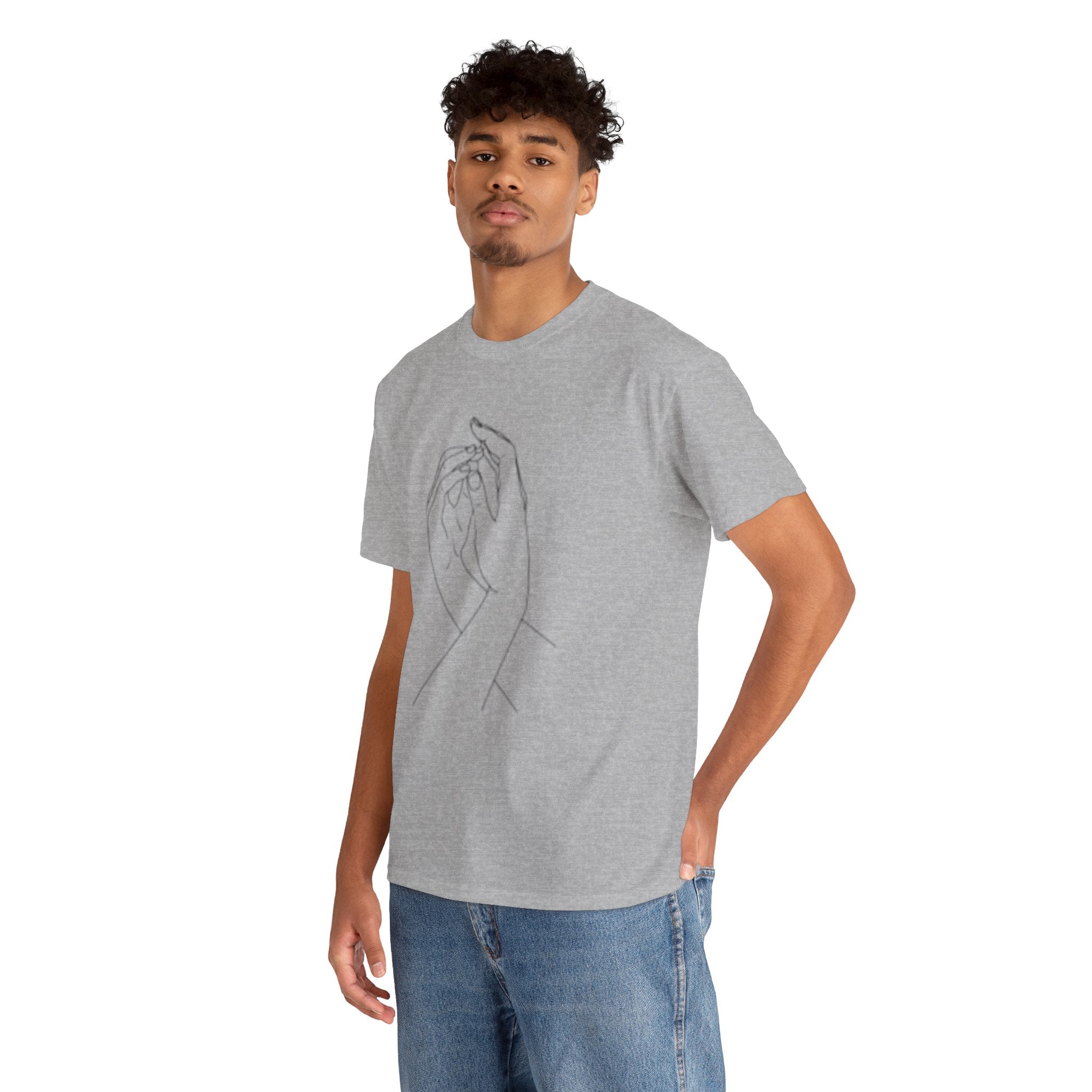 Abstract One-Line Couple Hand-Holding Tee – Modern Minimalist Valentine’s Gift