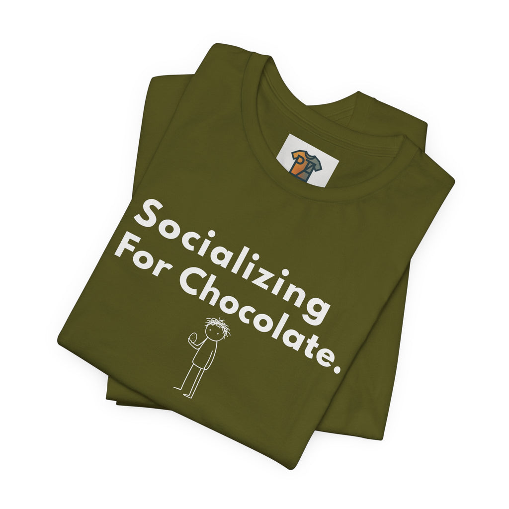 Socializing For Chocolate T-Shirt | Funny Easter Shirt | Chocolate Lover Gift Tee | Introvert Humor Graphic Shirt | Minimal Statement Tee