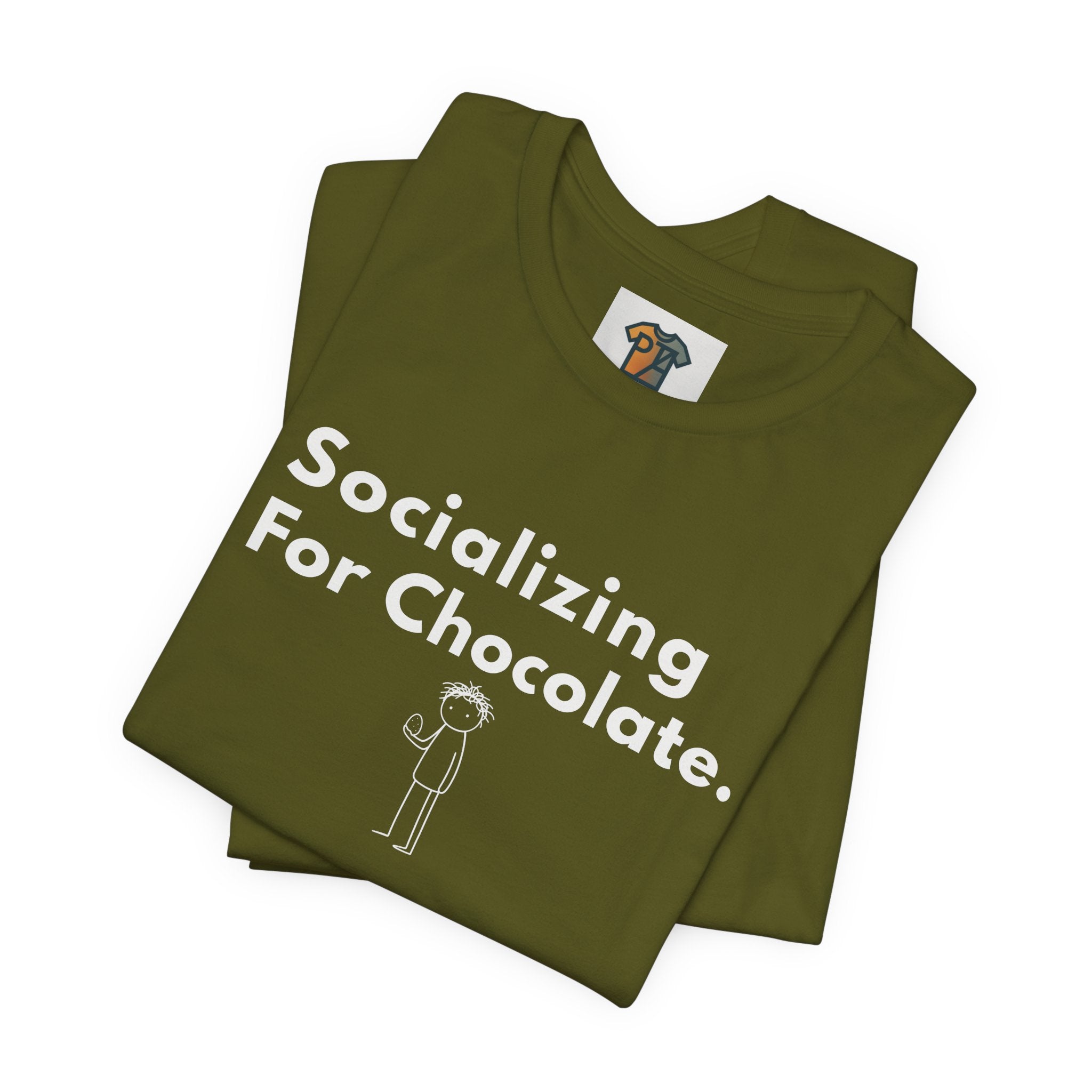 Socializing For Chocolate T-Shirt | Funny Easter Shirt | Chocolate Lover Gift Tee | Introvert Humor Graphic Shirt | Minimal Statement Tee