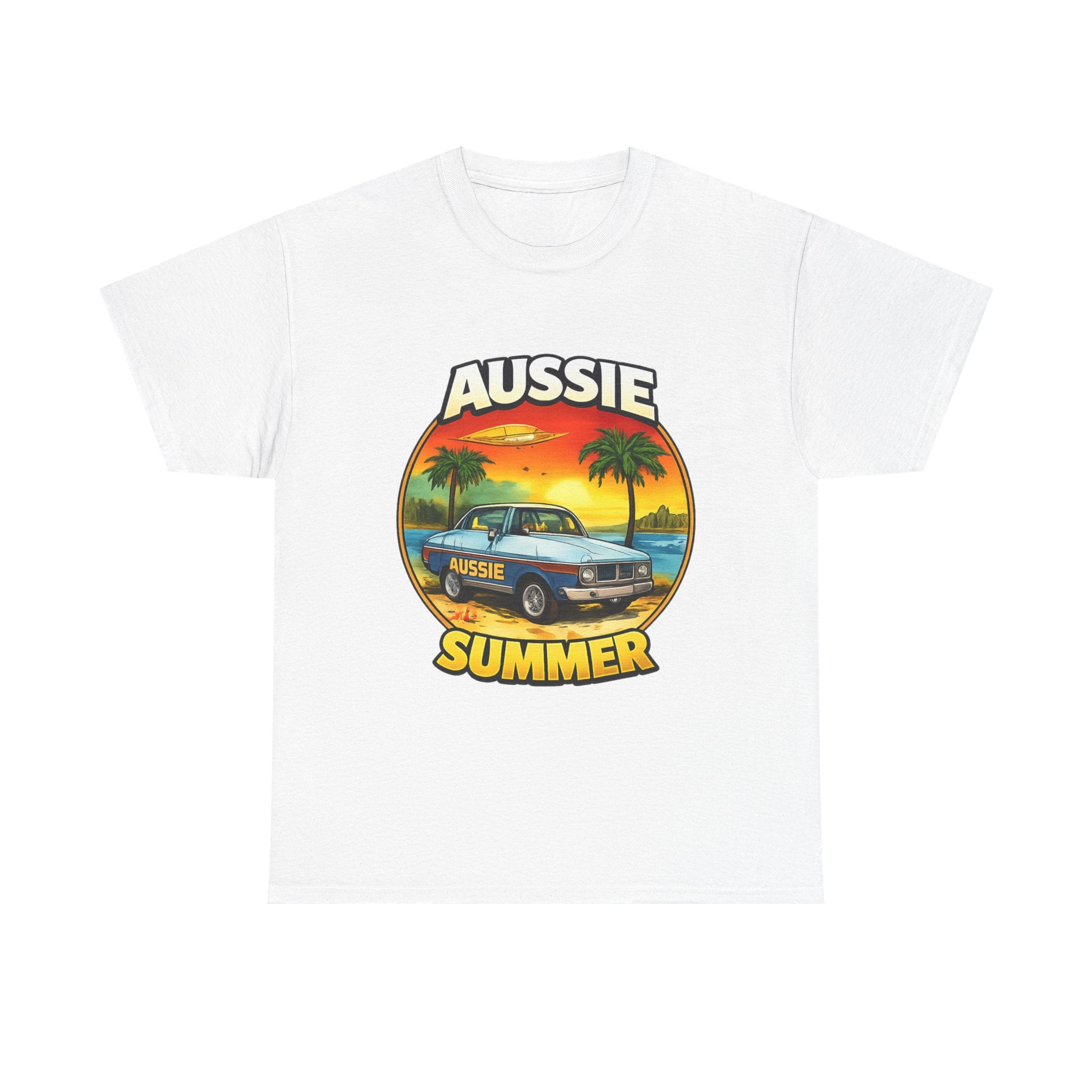 Aussie Summer Car T-Shirt | Retro Coastal Ute Graphic Tee | Vintage Road Trip Shirt | Australian Beach Style Tee
