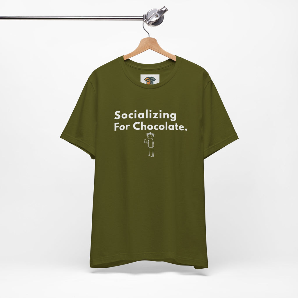Socializing For Chocolate T-Shirt | Funny Easter Shirt | Chocolate Lover Gift Tee | Introvert Humor Graphic Shirt | Minimal Statement Tee