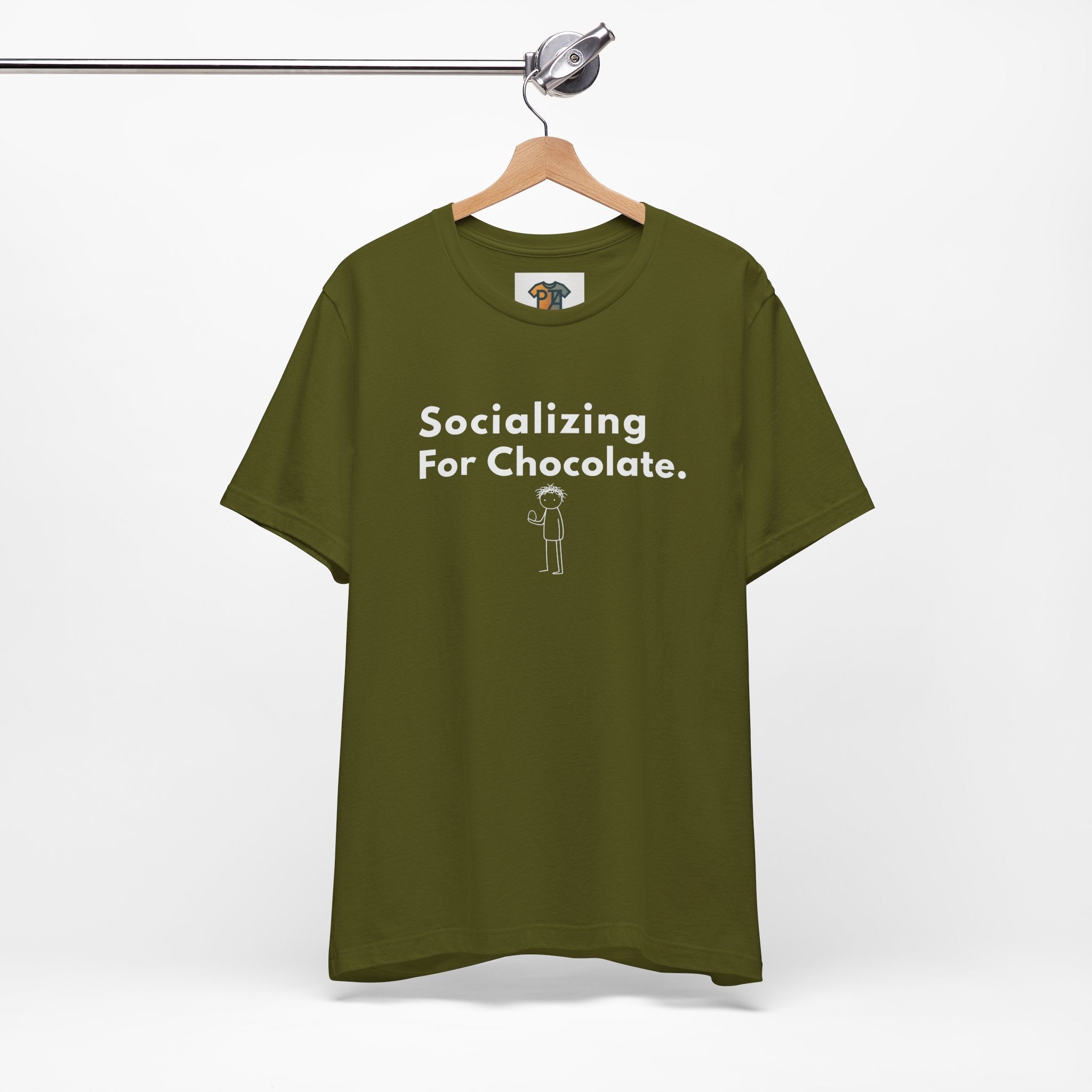 Socializing For Chocolate T-Shirt | Funny Easter Shirt | Chocolate Lover Gift Tee | Introvert Humor Graphic Shirt | Minimal Statement Tee