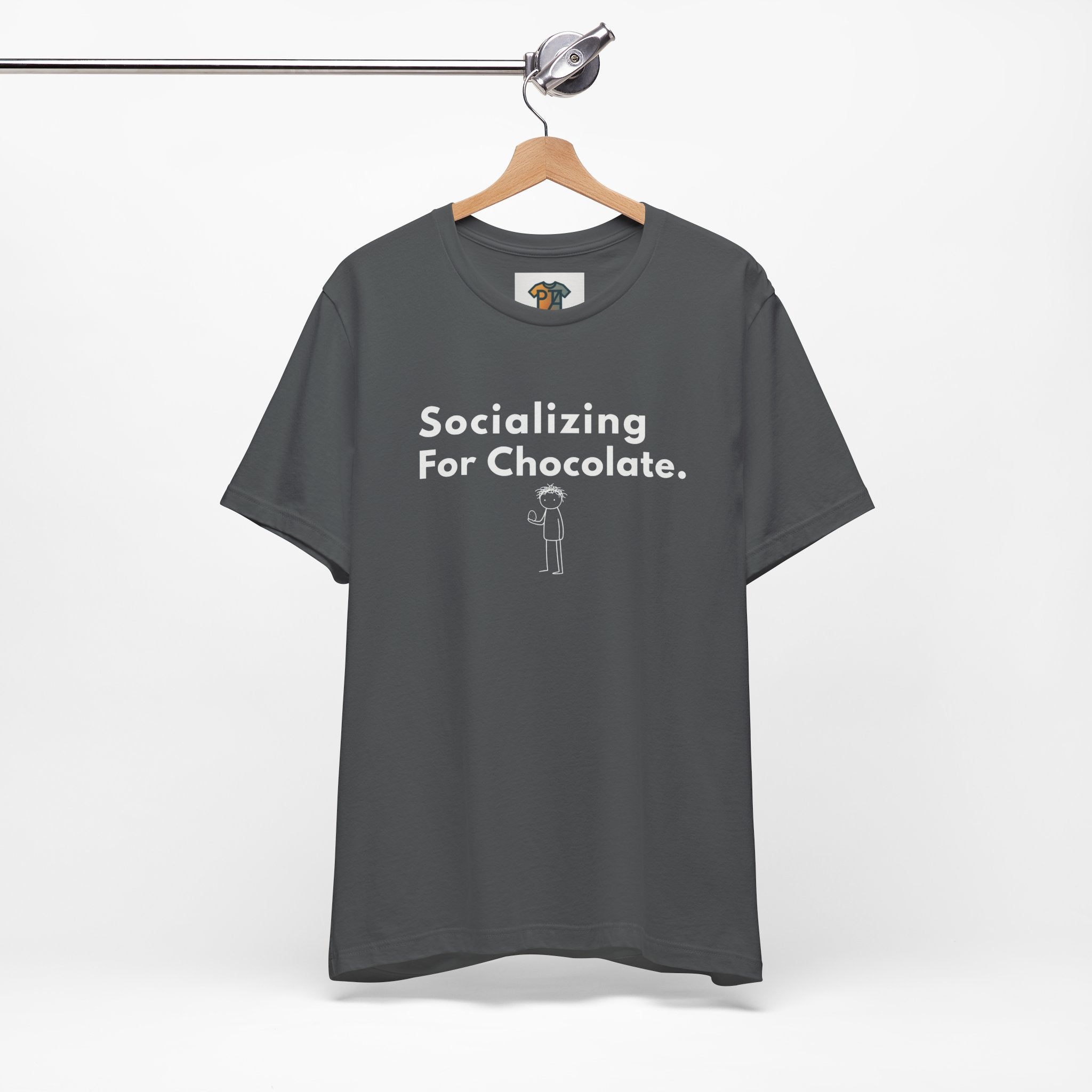 Socializing For Chocolate T-Shirt | Funny Easter Shirt | Chocolate Lover Gift Tee | Introvert Humor Graphic Shirt | Minimal Statement Tee