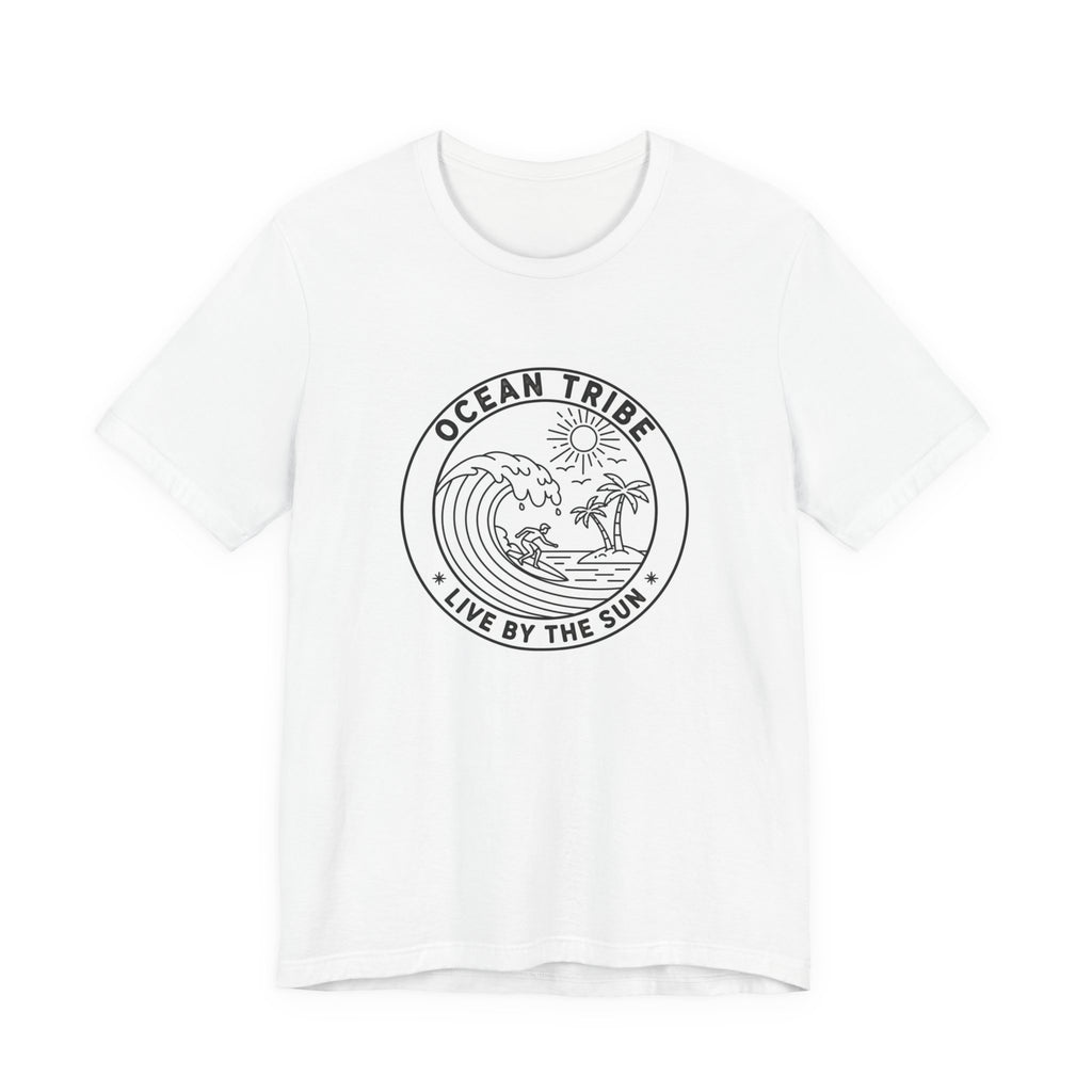 Ocean Tribe Surf T-Shirt, Live by the Sun Coastal Tee, Minimal Beach Graphic Shirt, Unisex Summer Surfwear