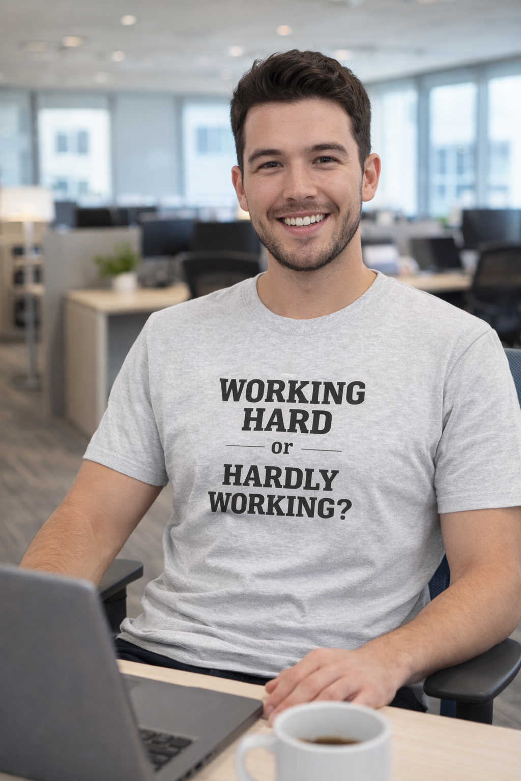 Working Hard, Hardly Working? T-Shirt – Funny Work Humour Tee