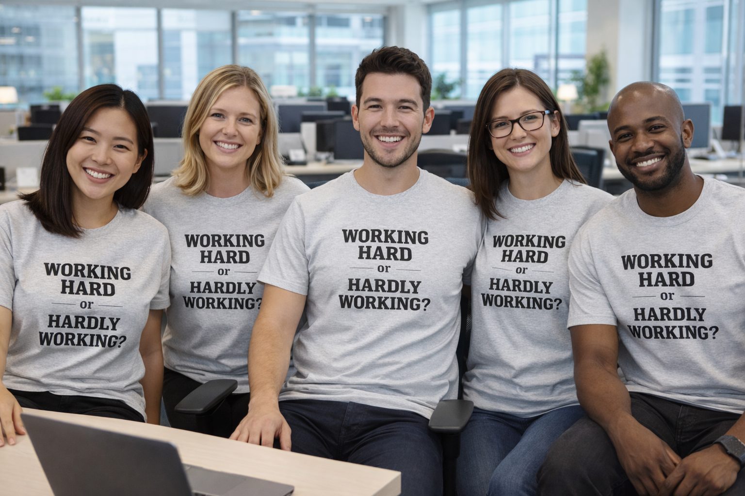 Working Hard, Hardly Working? T-Shirt – Funny Work Humour Tee