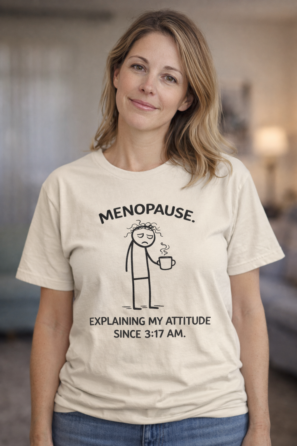 “Explaining My Attitude Since 3:17 AM – Funny Menopause Tee for Women”