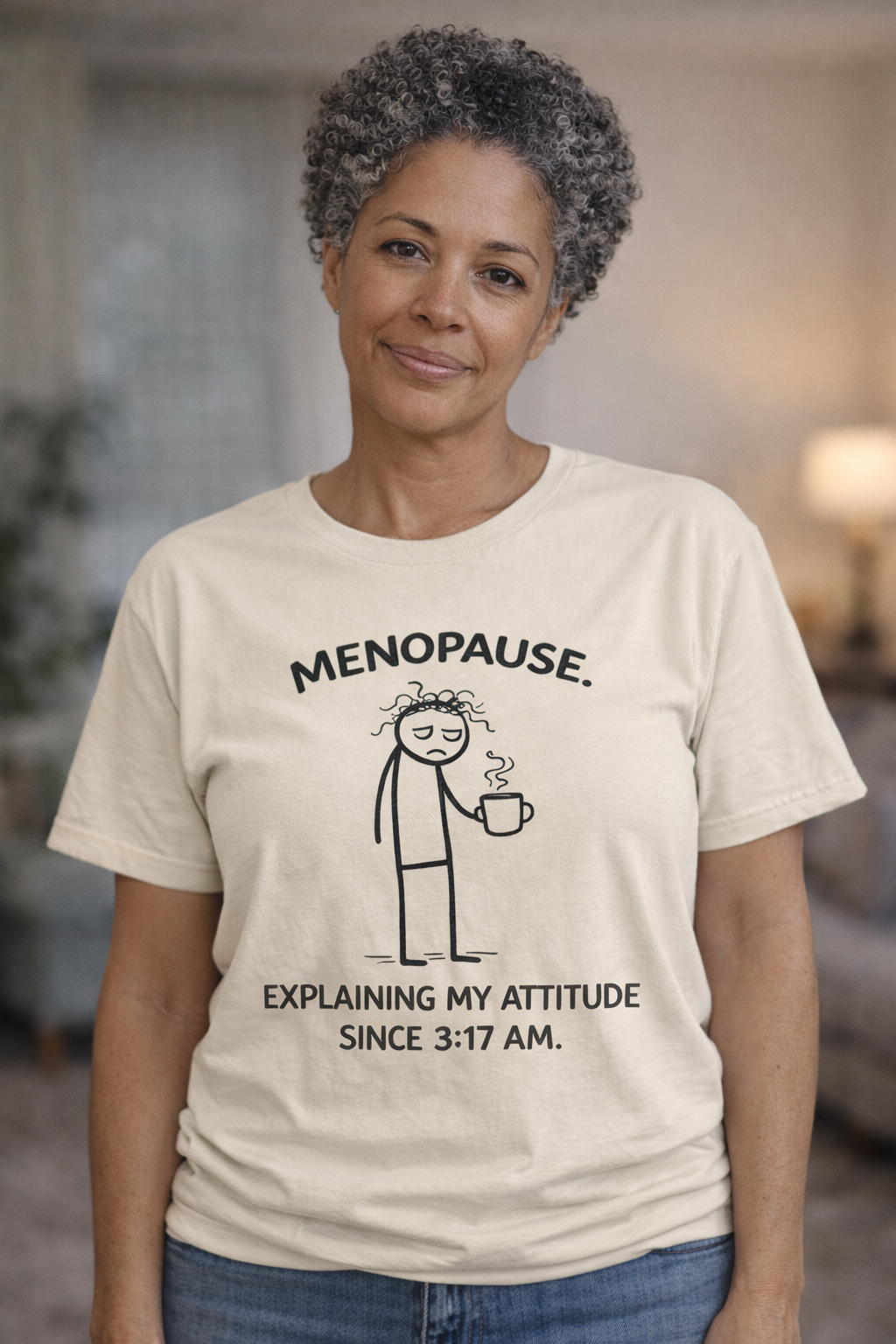 “Explaining My Attitude Since 3:17 AM – Funny Menopause Tee for Women”