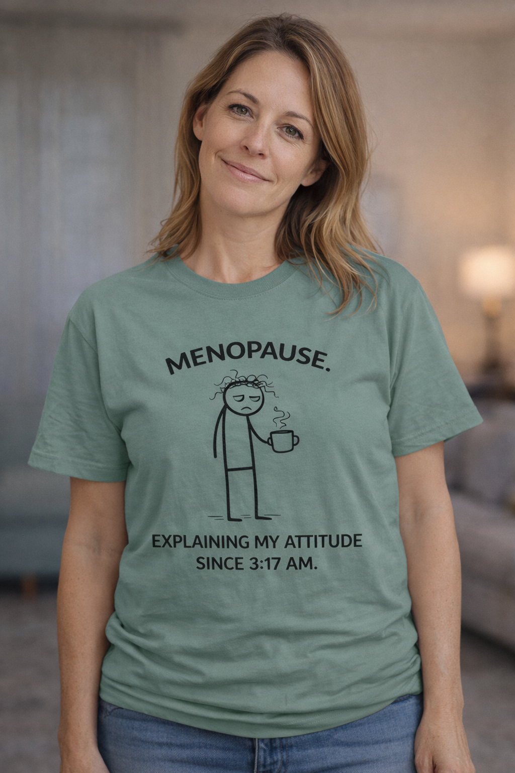 “Explaining My Attitude Since 3:17 AM – Funny Menopause Tee for Women”