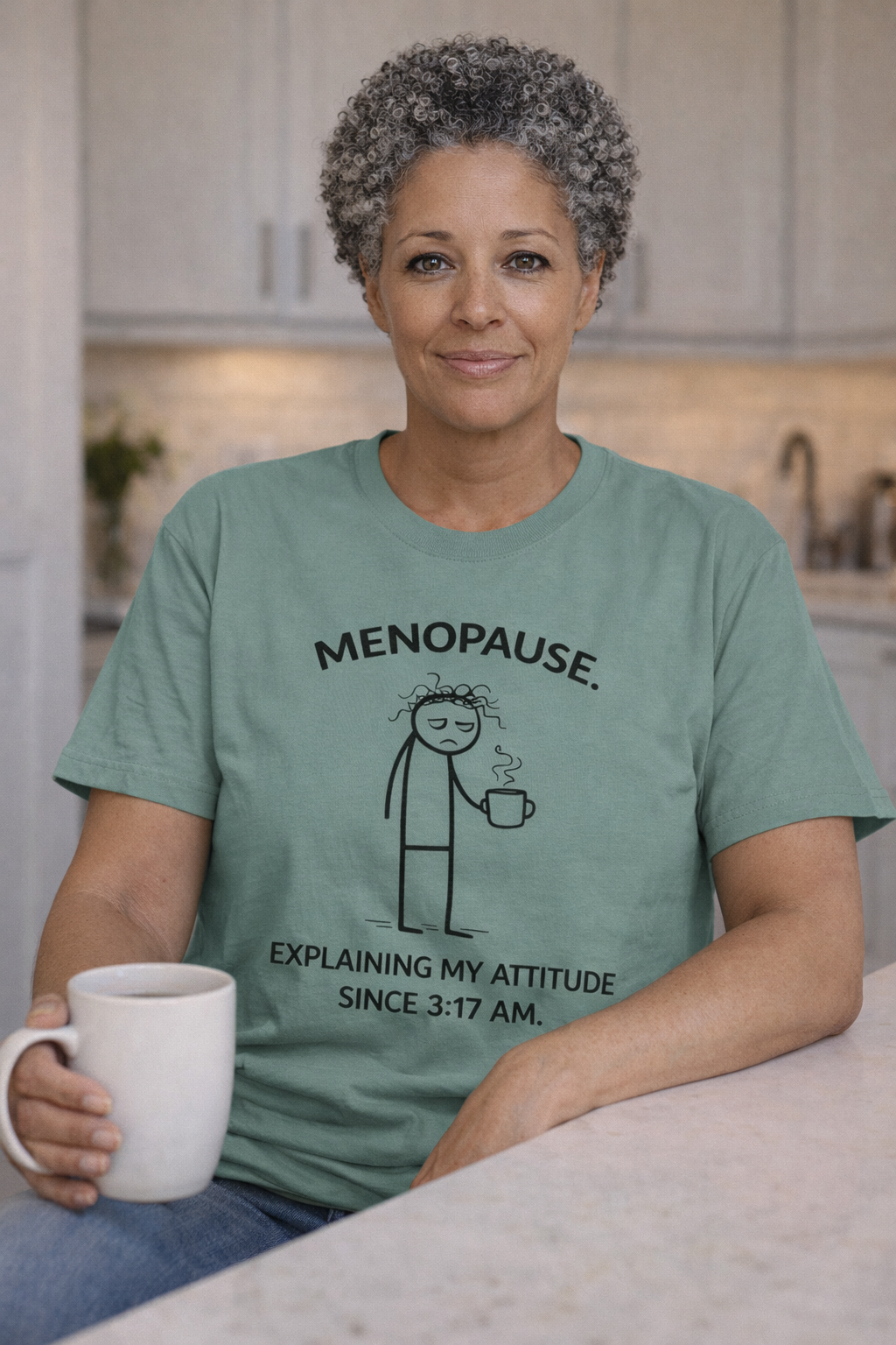 “Explaining My Attitude Since 3:17 AM – Funny Menopause Tee for Women”