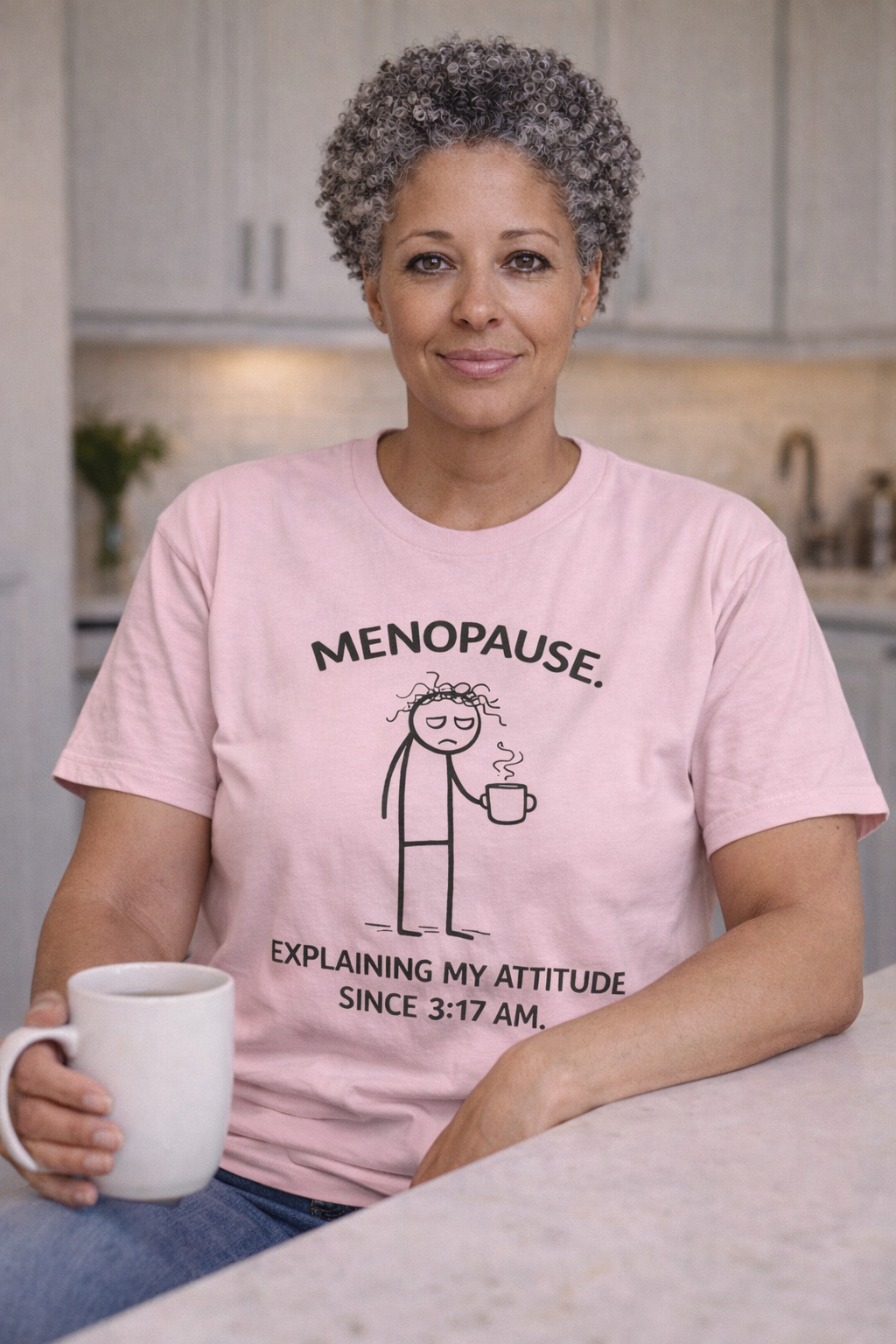 “Explaining My Attitude Since 3:17 AM – Funny Menopause Tee for Women”
